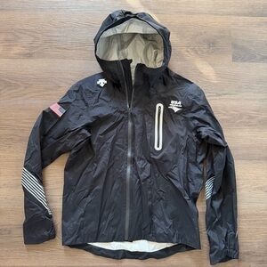 Descente USA Triathlon Kids Large Black Hooded Full Zip Windbreaker Jacket